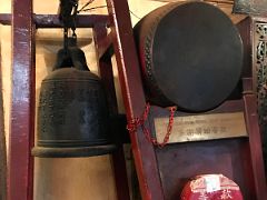 15B Bell and drum to the right of the main entrance to Man Mo Taoist Temple Hong Kong